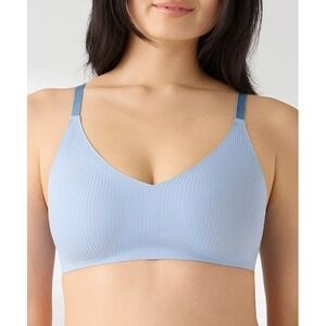 NWOT TRUE & CO Rib Triangle Bra Forever Blue Women Size Large Wireless Comfort